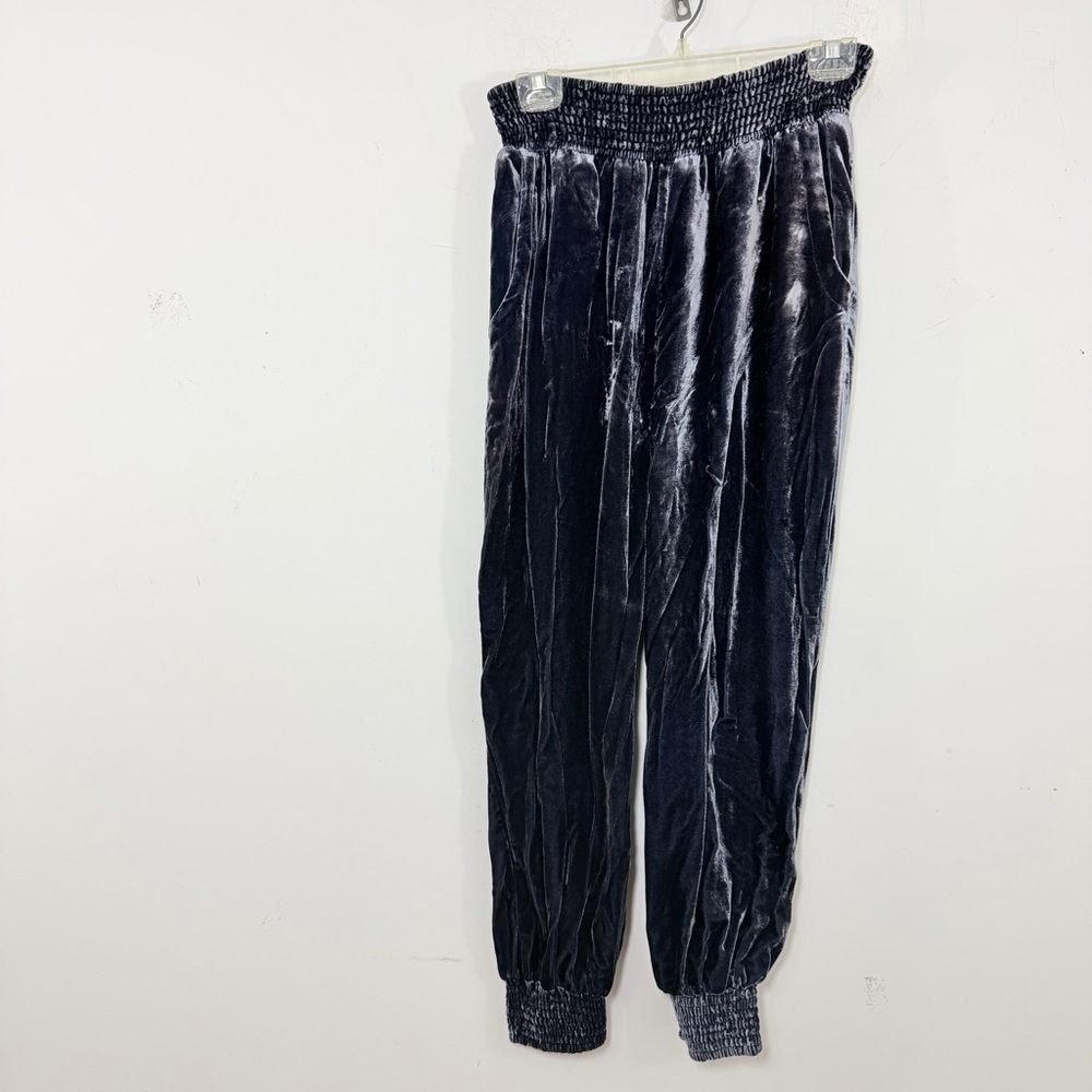 Anthropologie M Gloria Crushed Velvet Joggers Harem Pants Night Blue $128
